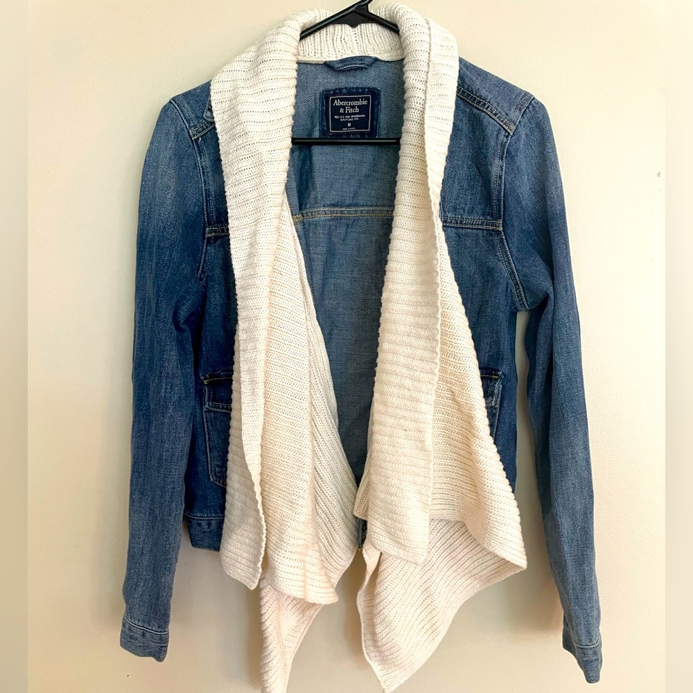 Abercrombie and Fitch Jean Jacket with Built In Scarf